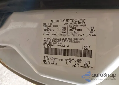 2001 Ford F-250 Lariat/Xl/Xlt from USA, damaged, VIN 3FTNX21SX1MA08165